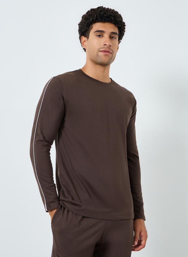 ستايلي طقم بيجاما من بنطال وتيشيرت سادة بأكمام طويلة - Image 2